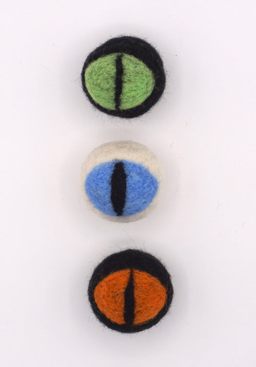 Set of three cat eye ball cat toys. 