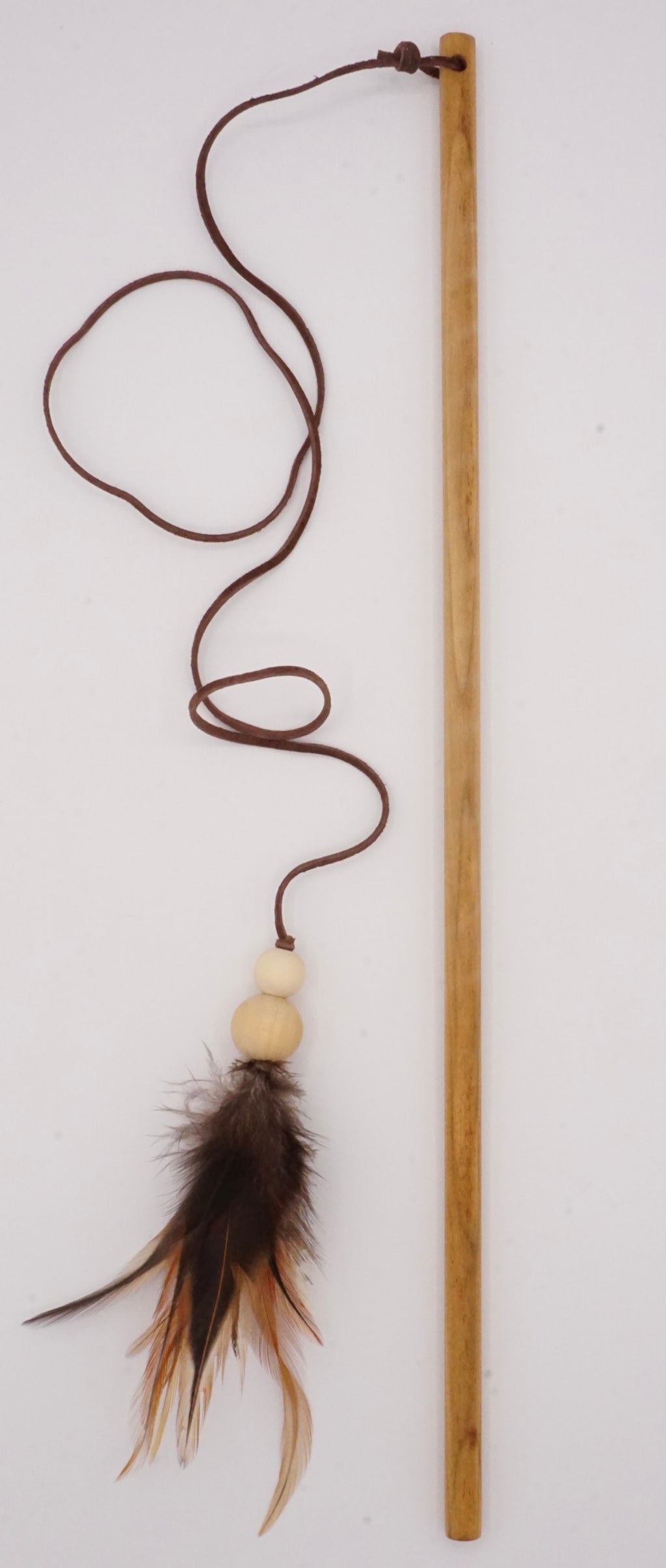 Handmade Natural Feather & Suede Teaser Toy for Cats
