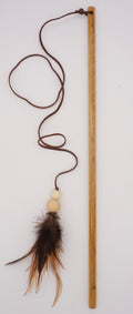 Handmade Natural Feather & Suede Teaser Toy for Cats
