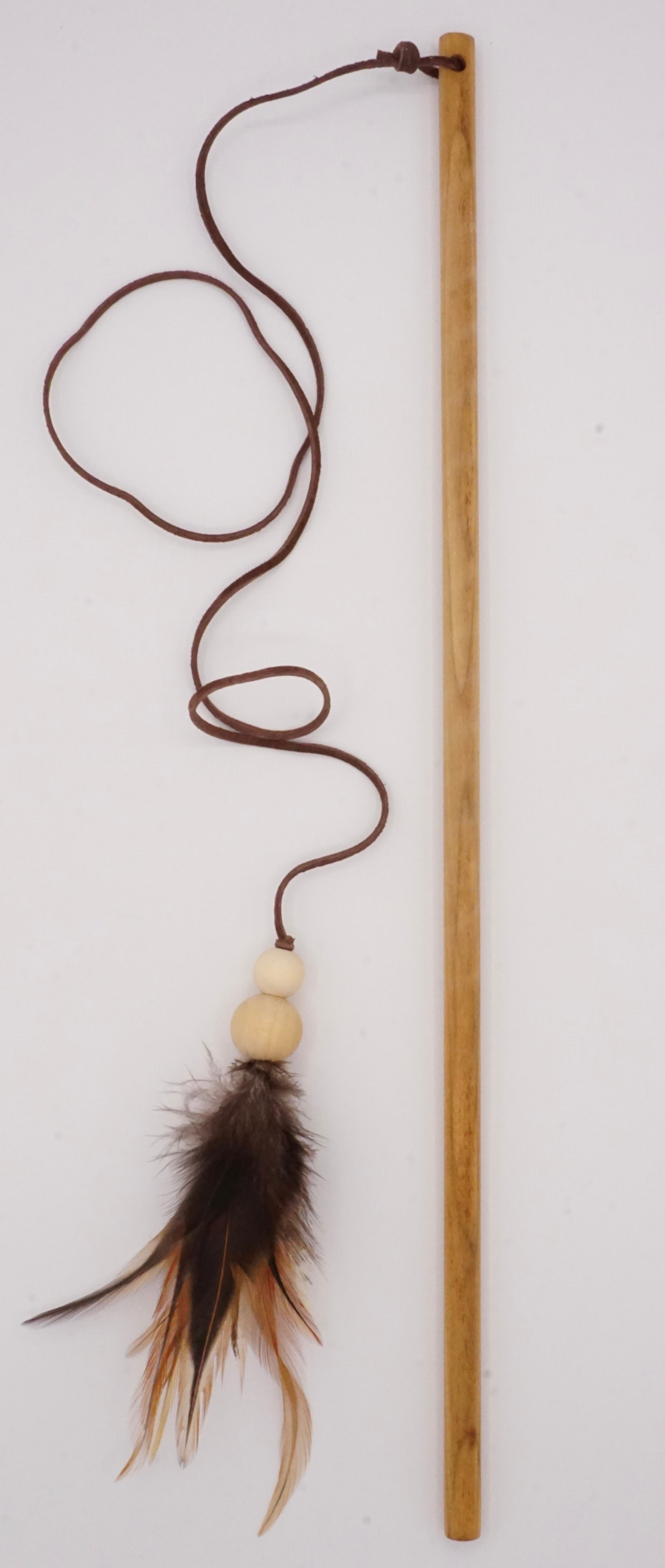 Handmade Natural Feather & Suede Teaser Toy for Cats