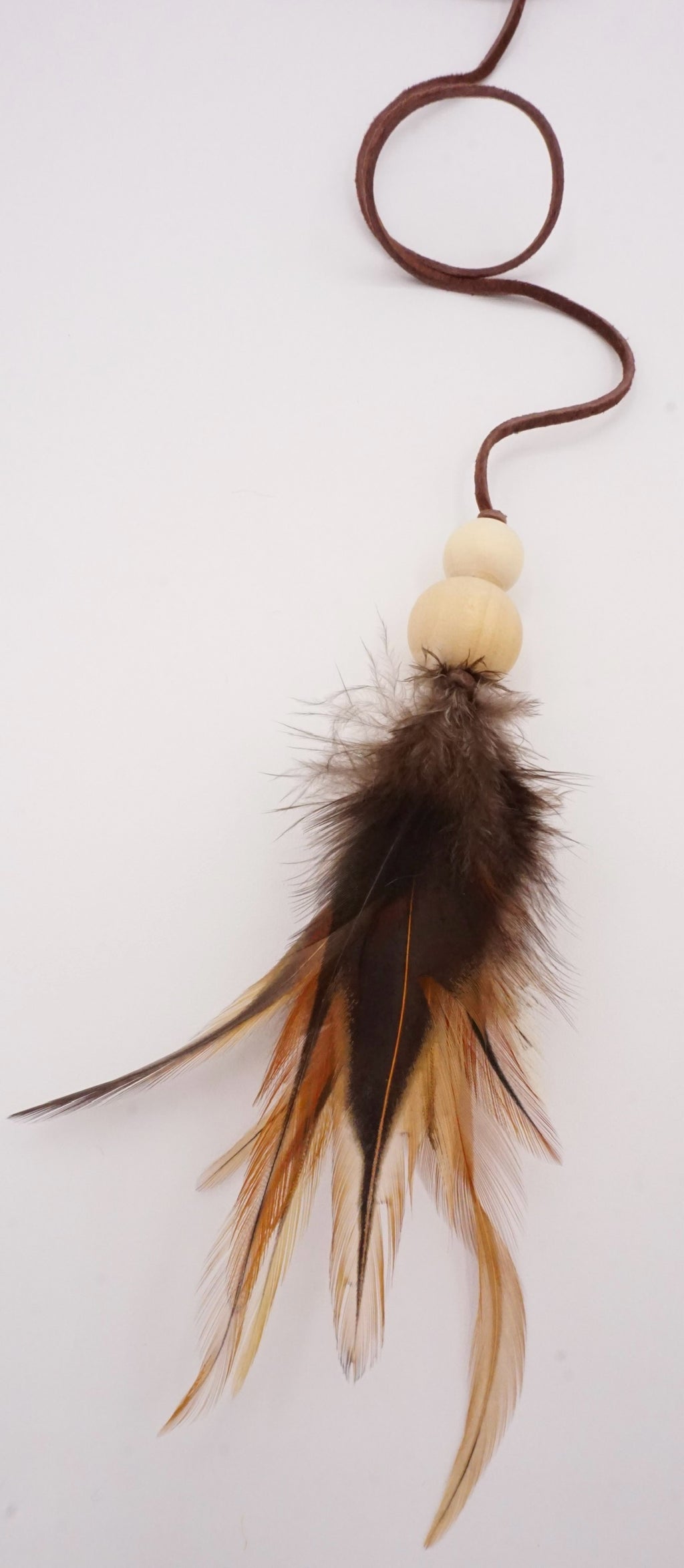 Handmade Natural Feather & Suede Teaser Toy for Cats