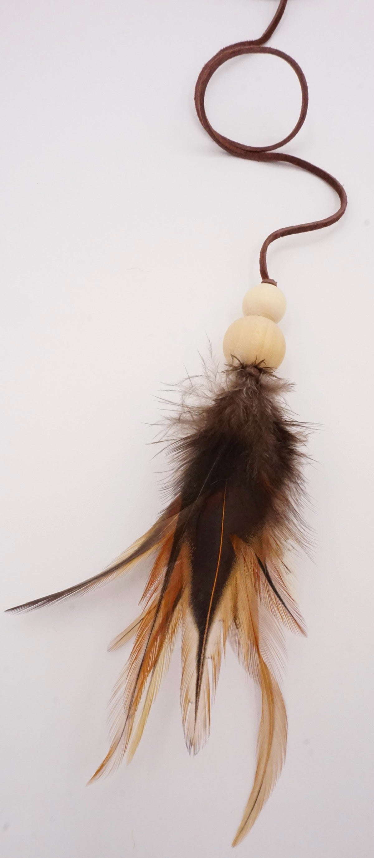 Handmade Natural Feather & Suede Teaser Toy for Cats