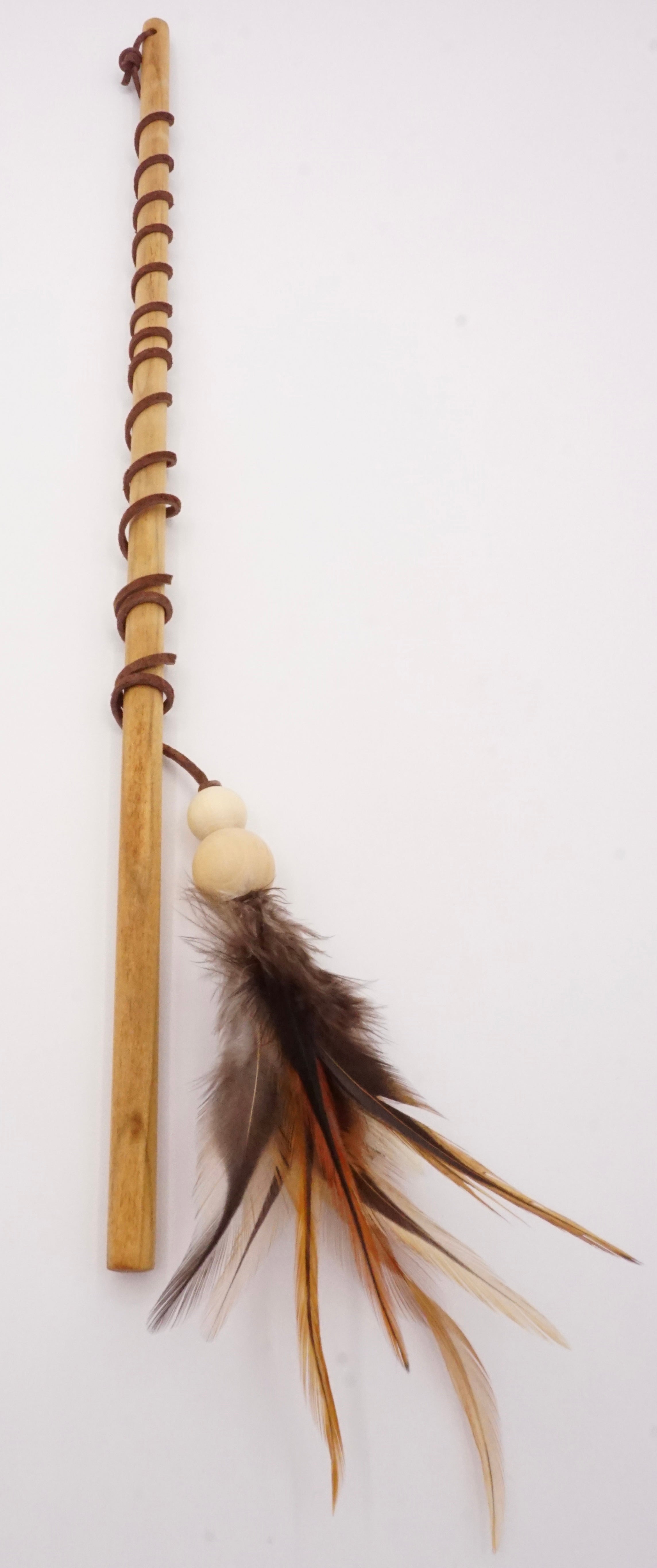 Handmade Natural Feather & Suede Teaser Toy for Cats