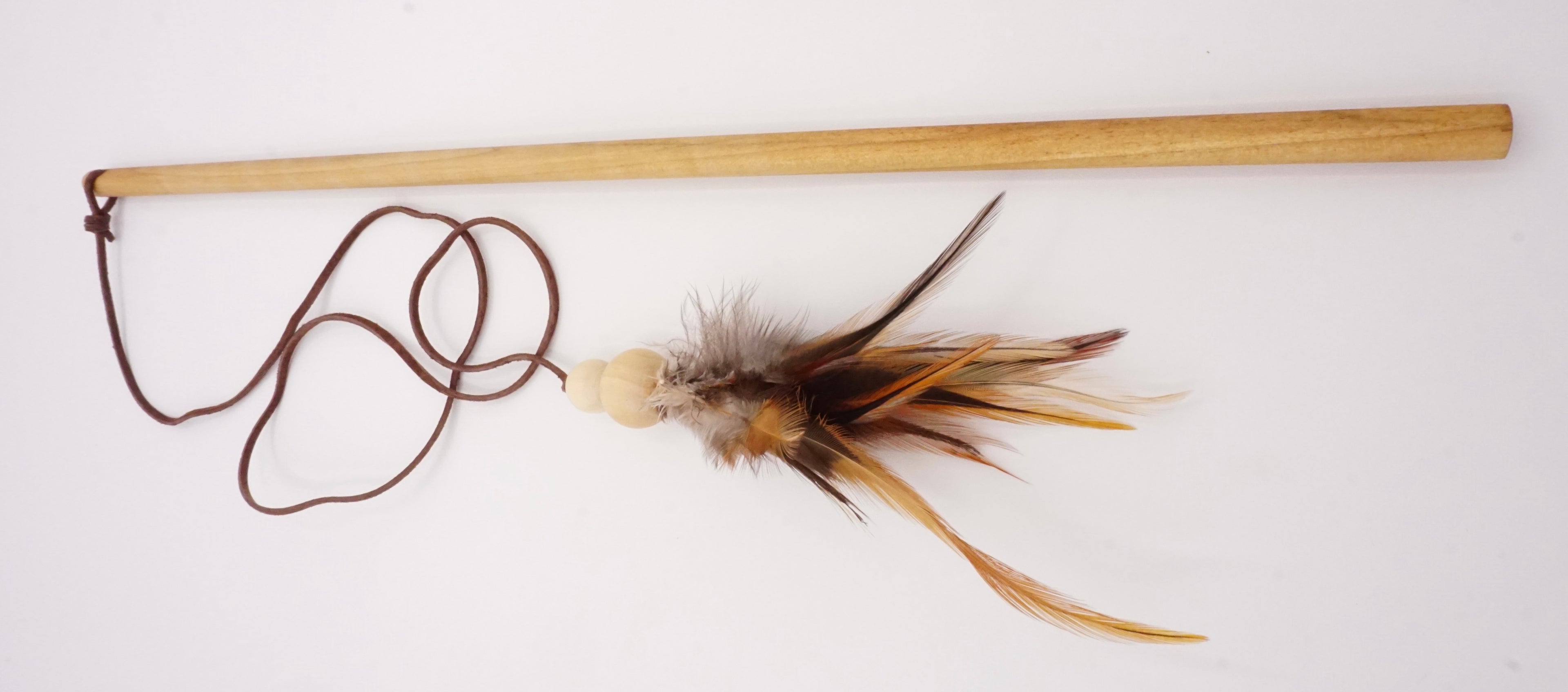 Handmade Natural Feather & Suede Teaser Toy for Cats