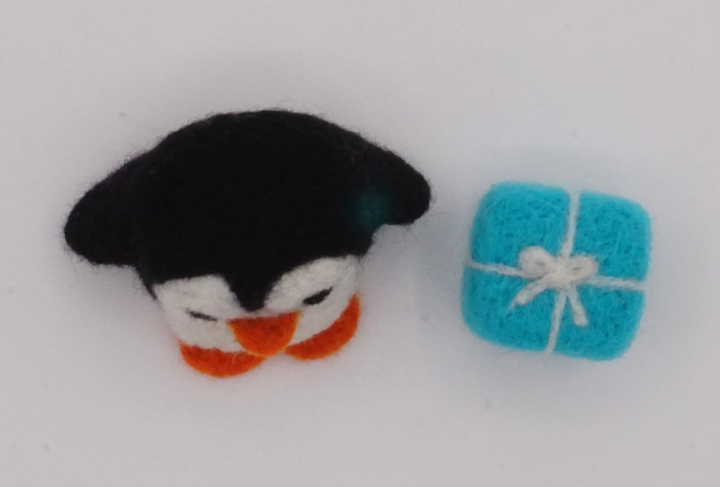 Handmade Felt Penguin & Ice Cube Gift- Cat Toys