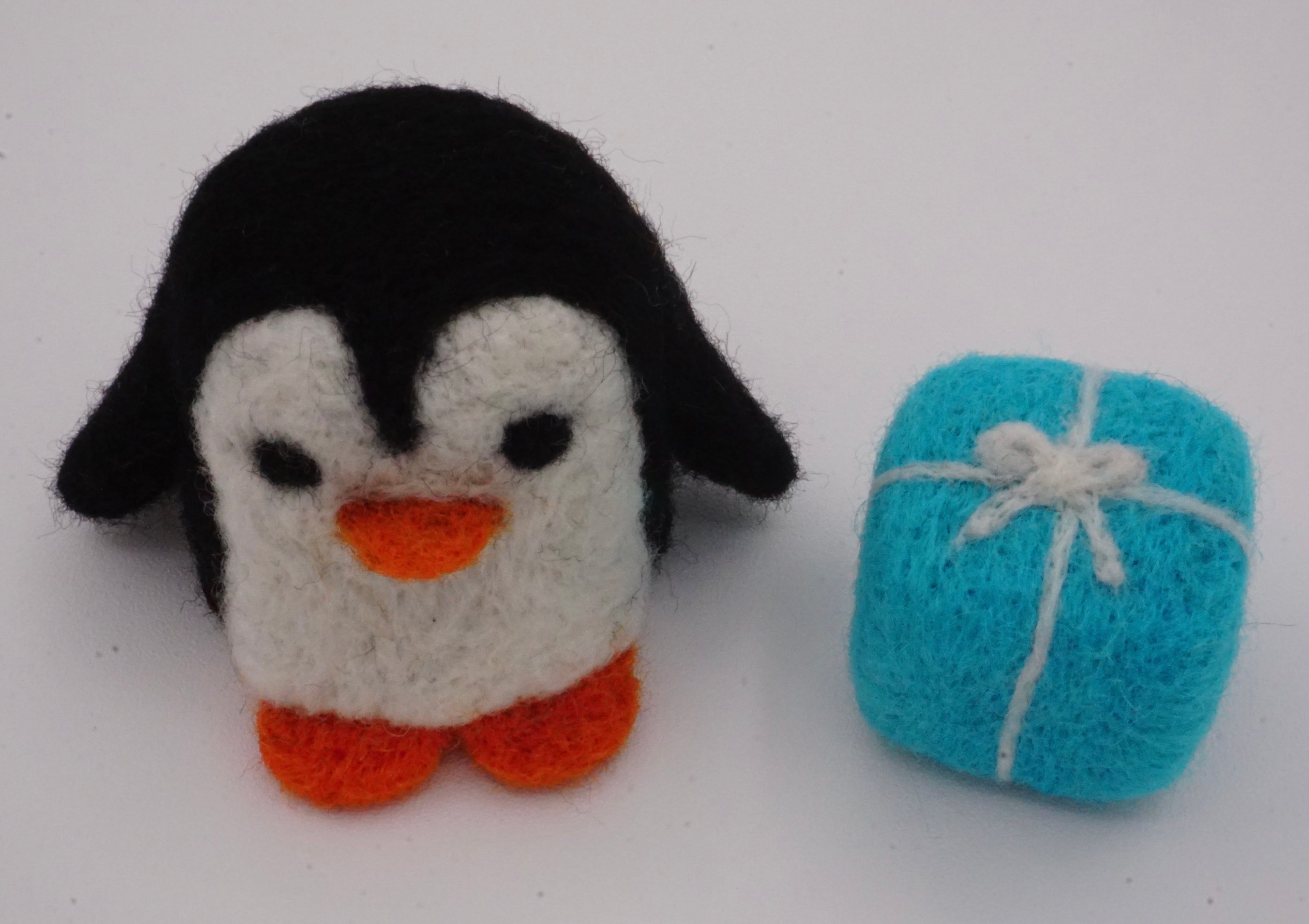 Handmade Felt Penguin & Ice Cube Gift- Cat Toys
