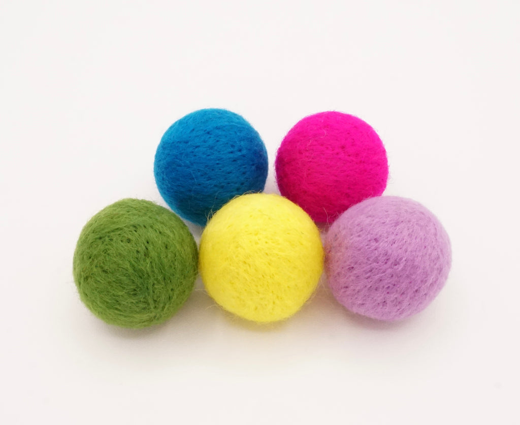Colorful Felt Ball Toys (set of 5)