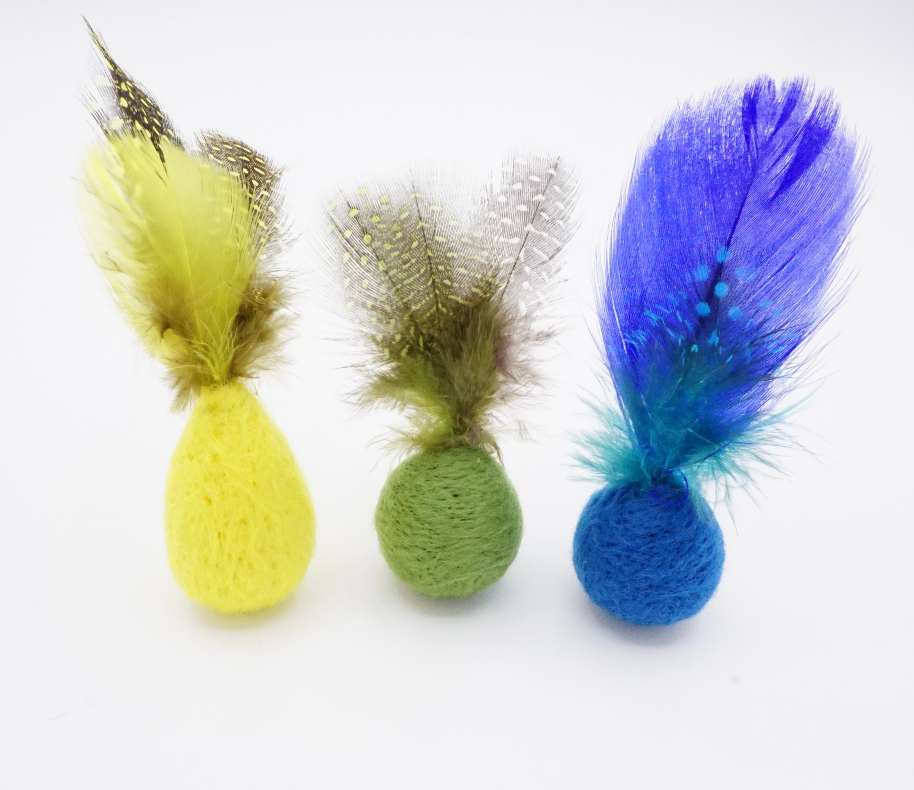 Feline Feather & Felt Cat Toys (set of 3)