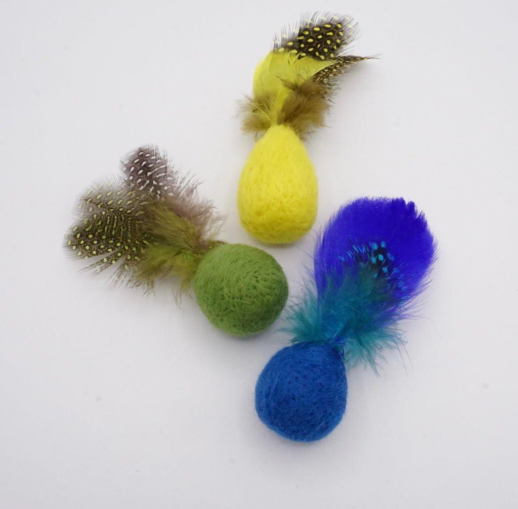 Feline Feather & Felt Cat Toys (set of 3)