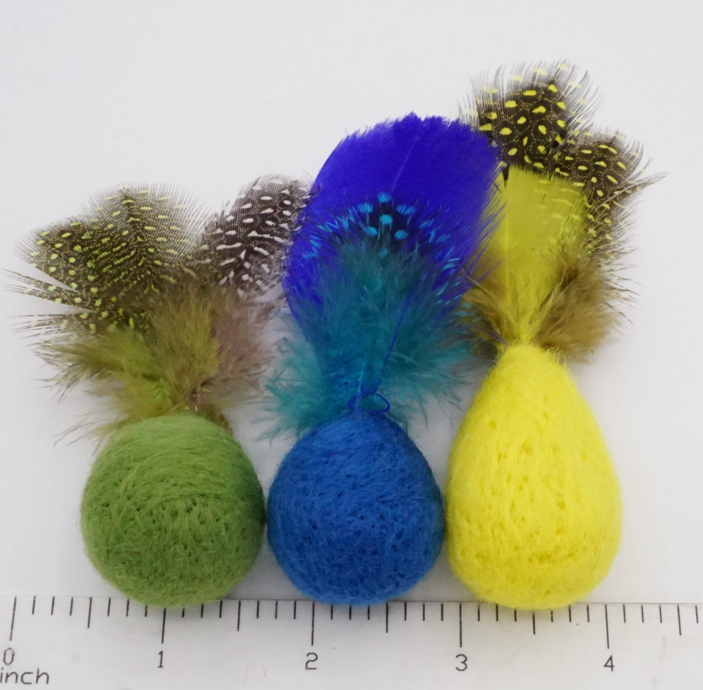 Feline Feather & Felt Cat Toys (set of 3)