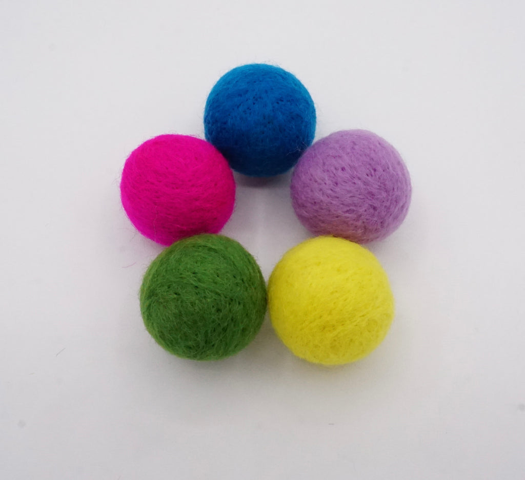 Colorful Felt Ball Toys (set of 5)