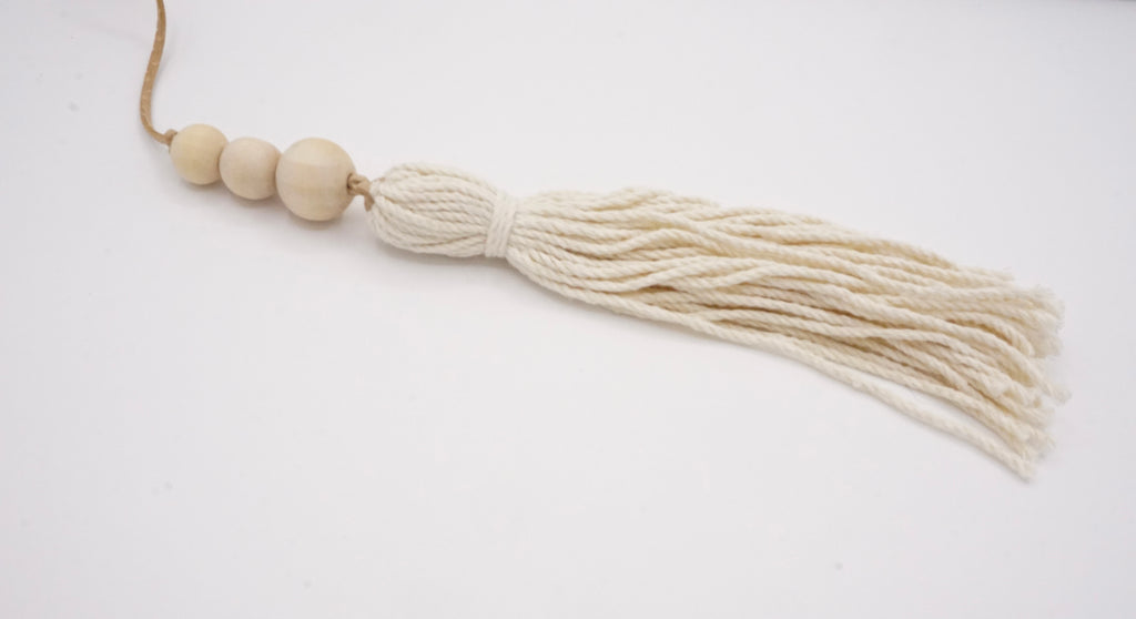 Handmade Teaser Wand Toy w/ Fringes (natural/olive color)