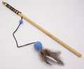Feather & Blue Felt Teaser Wand Toy for Cats