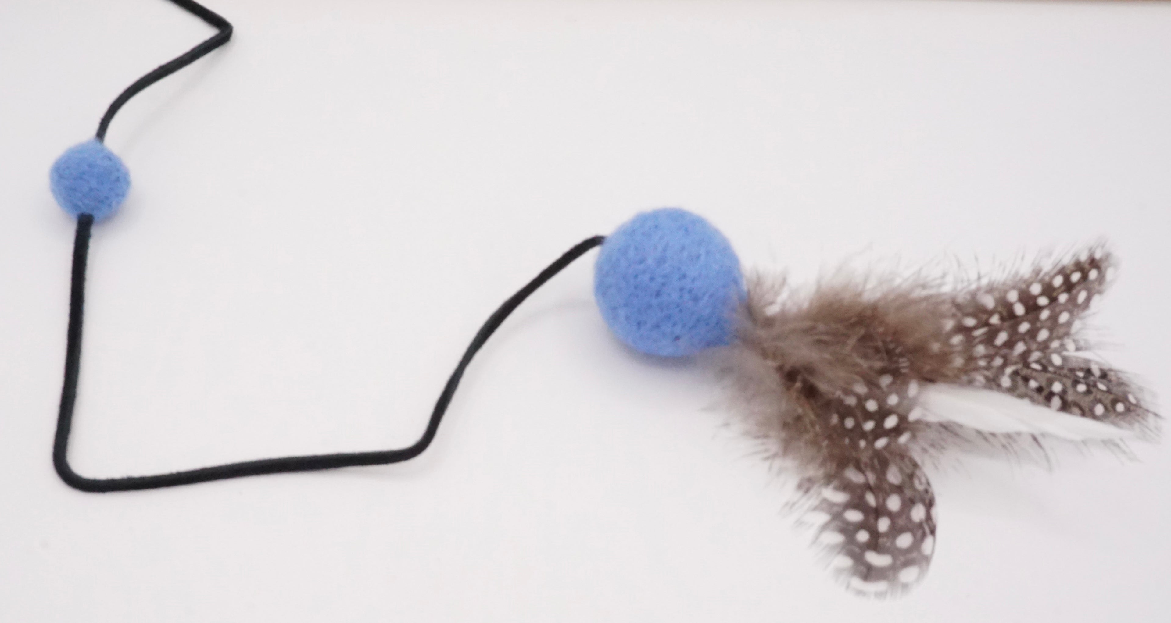 Feather & Blue Felt Teaser Wand Toy for Cats