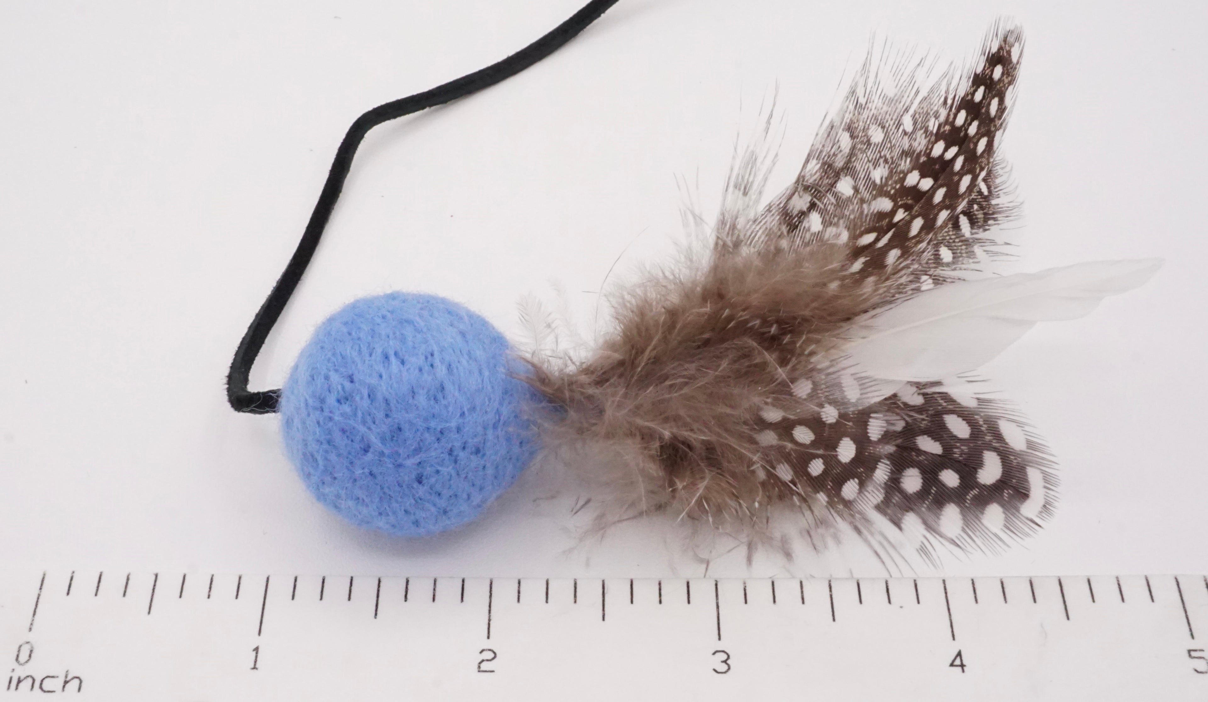 Feather & Blue Felt Teaser Wand Toy for Cats