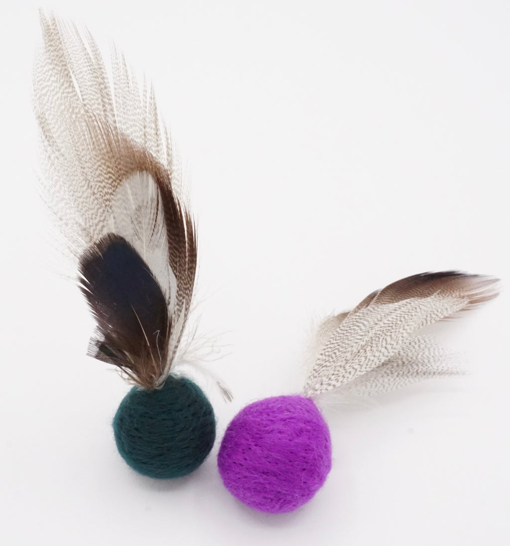 Fun Felt & Feather Toys for Felines (set of 2)