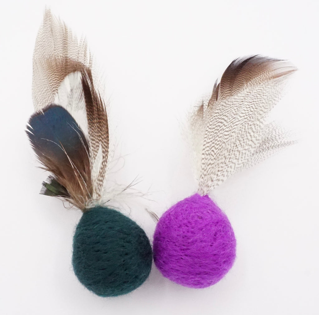 Fun Felt & Feather Toys for Felines (set of 2)