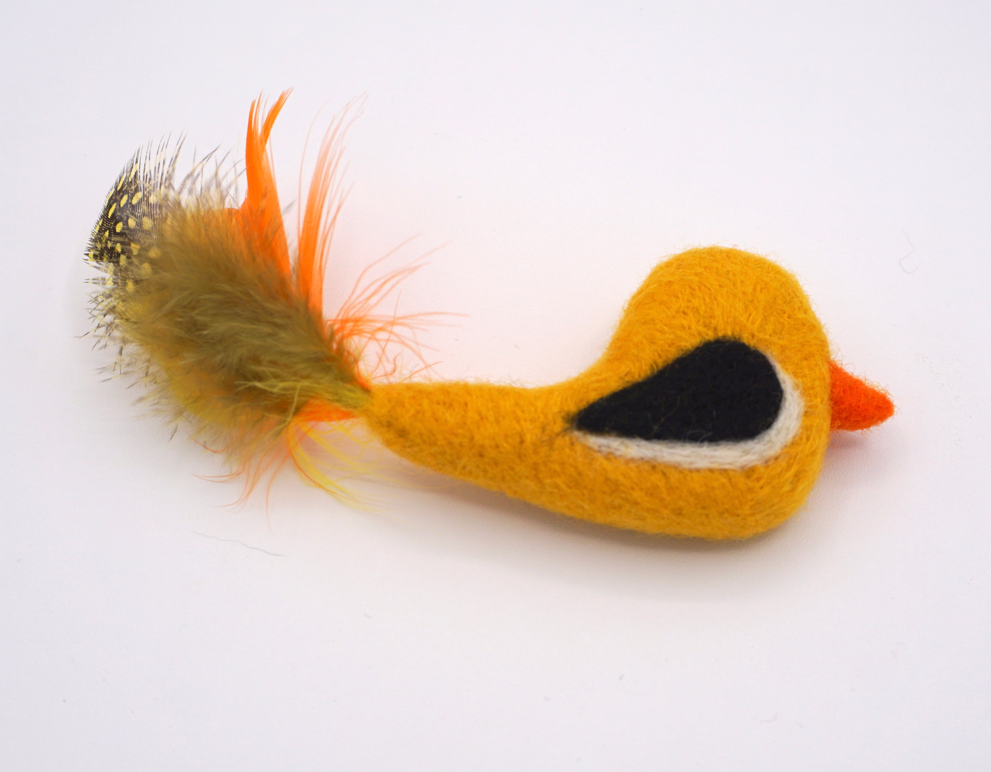 Yellow Bird Toy with Feathers