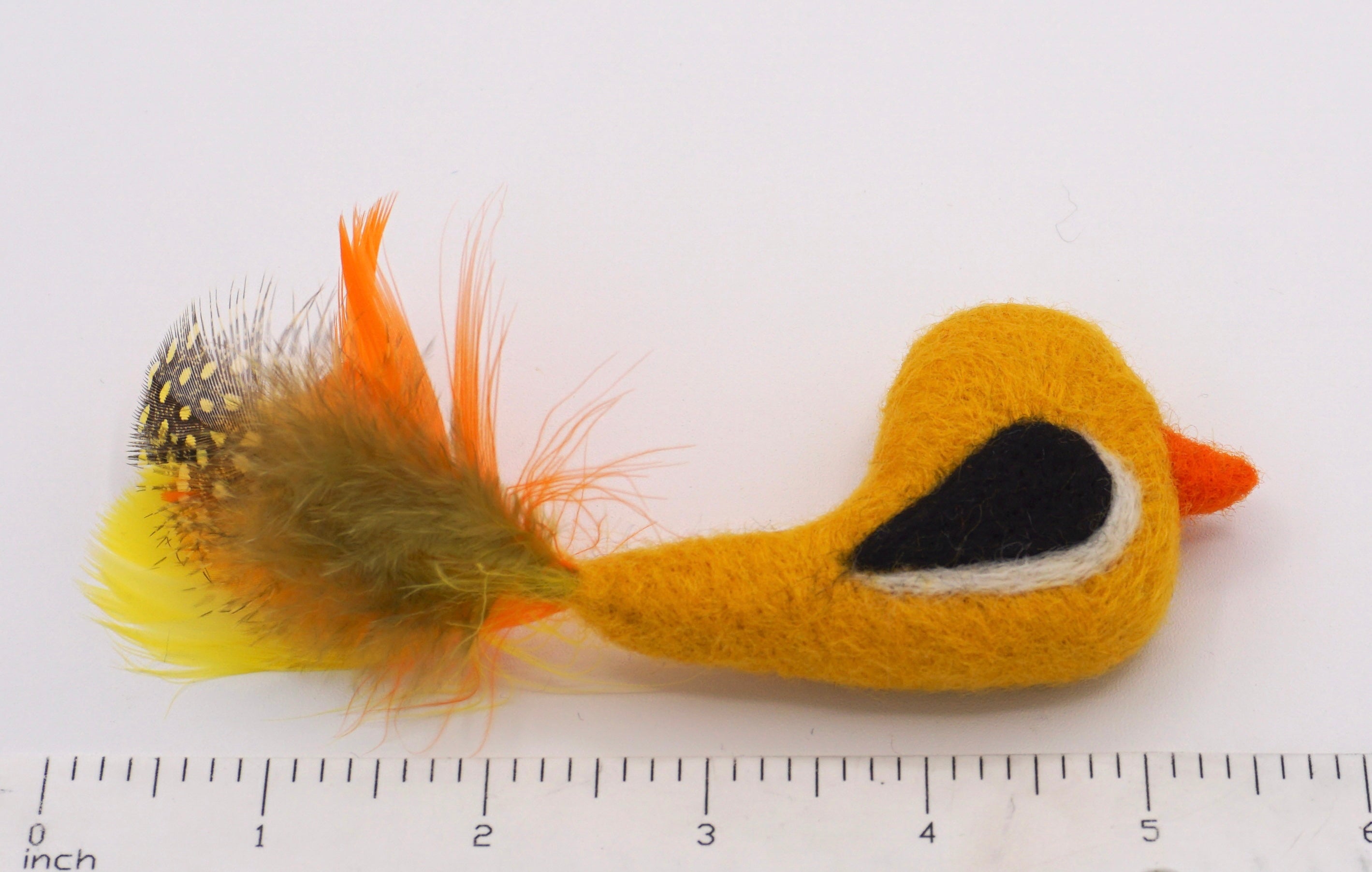 Yellow Bird Toy with Feathers