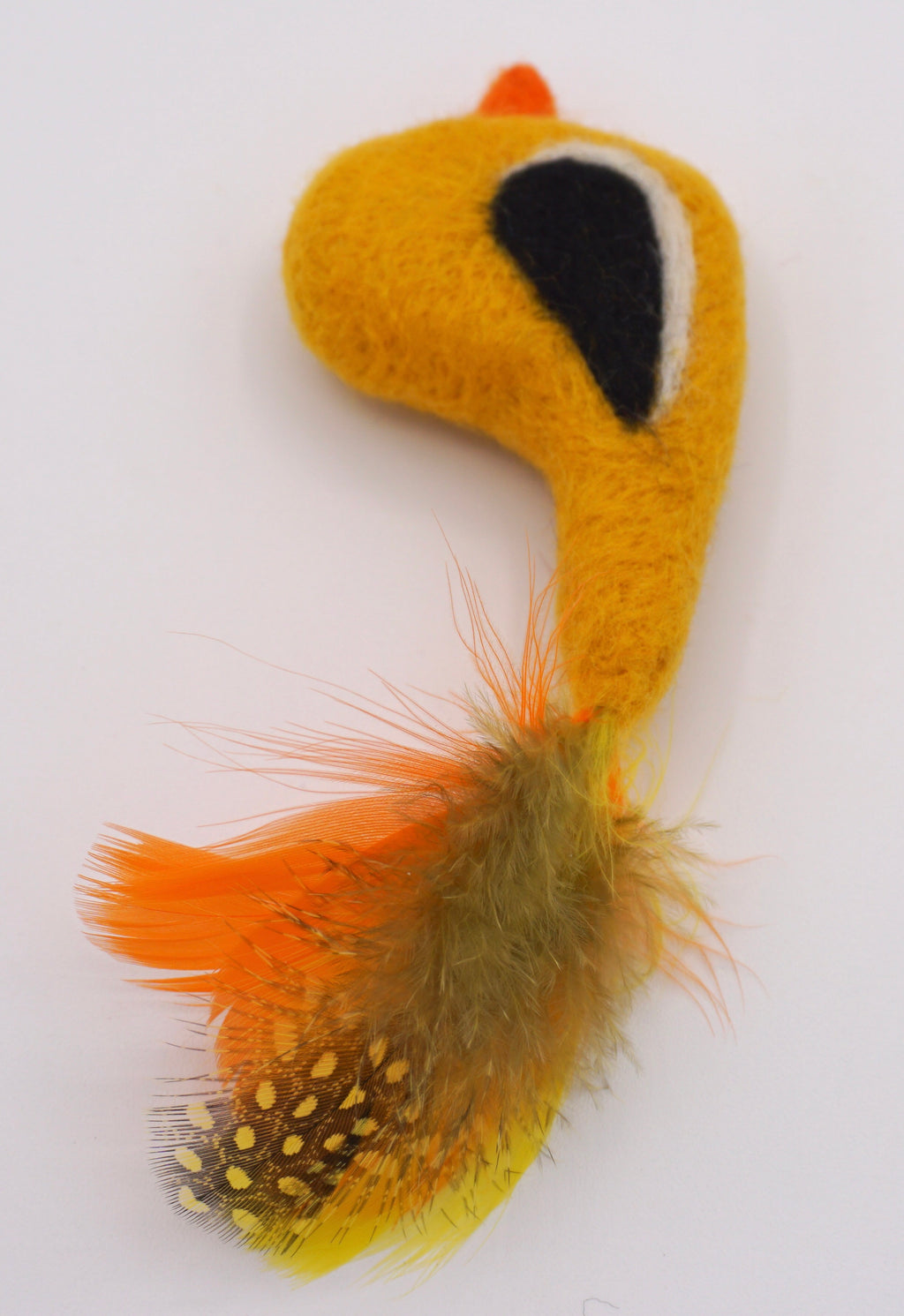 Yellow Bird Toy with Feathers