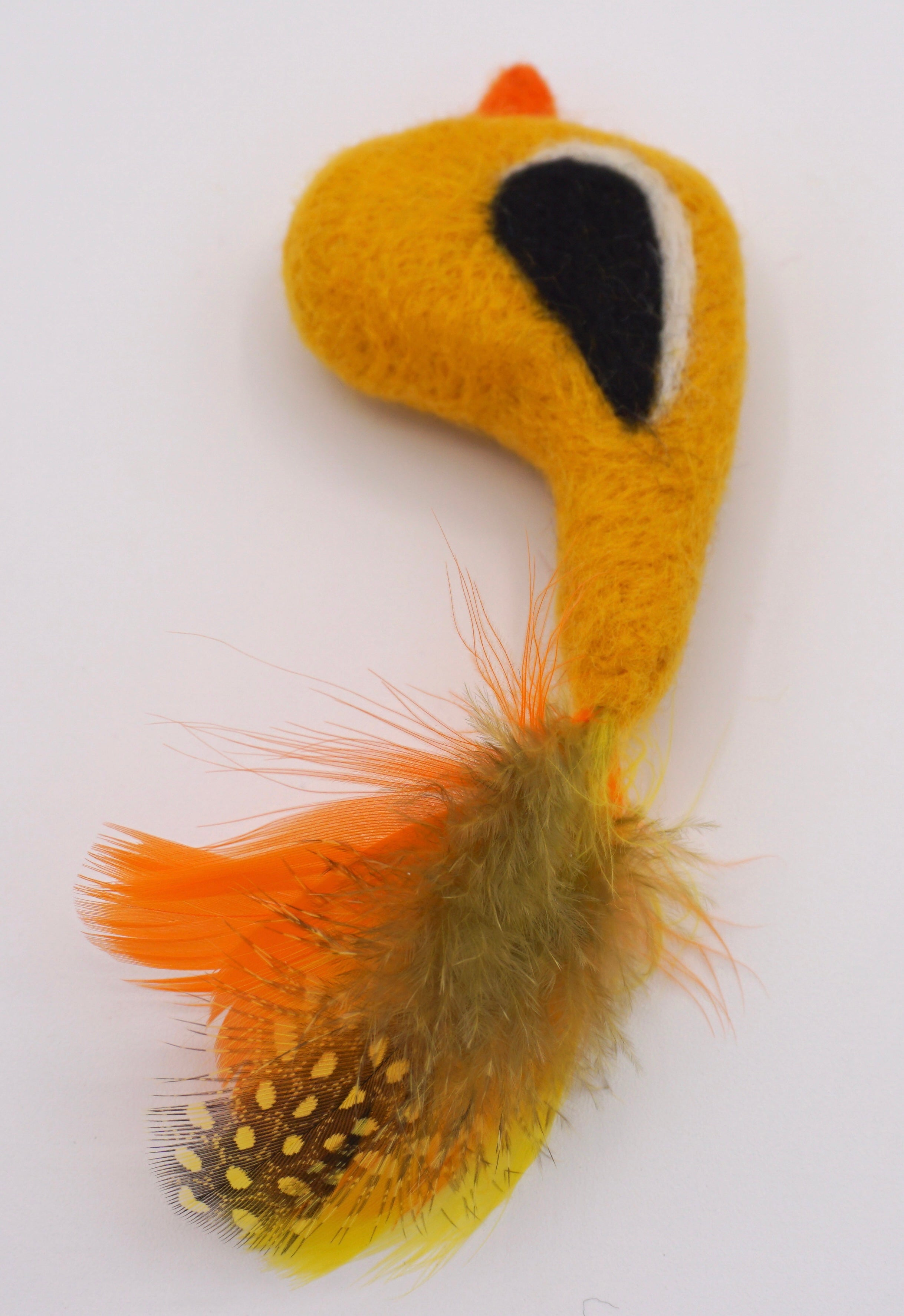 Yellow Bird Toy with Feathers