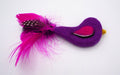 Handmade Purple Felt Bird Toy with Natural Feathers